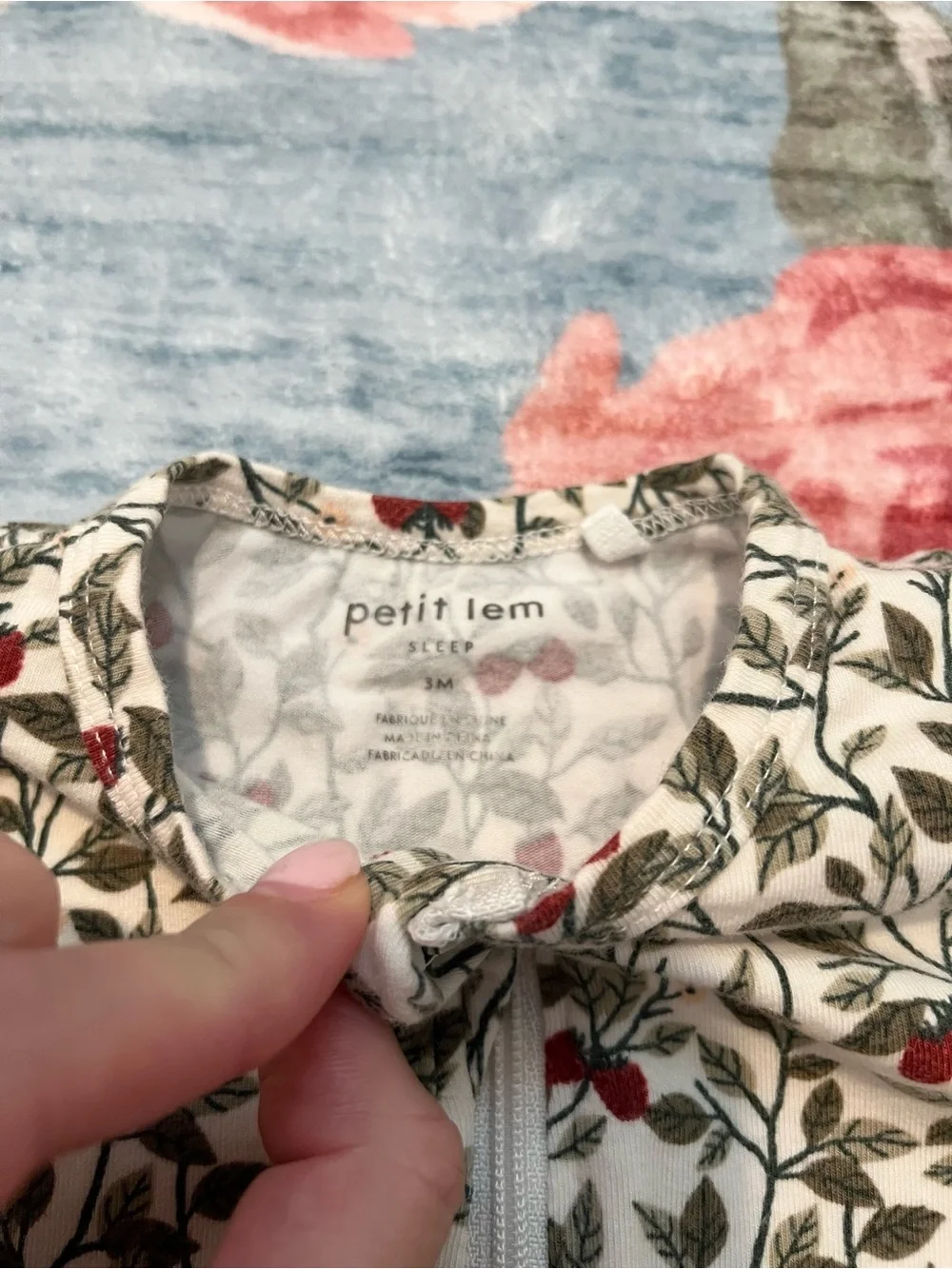 Petite Lem Floral Print Red & Green Baby Onesie